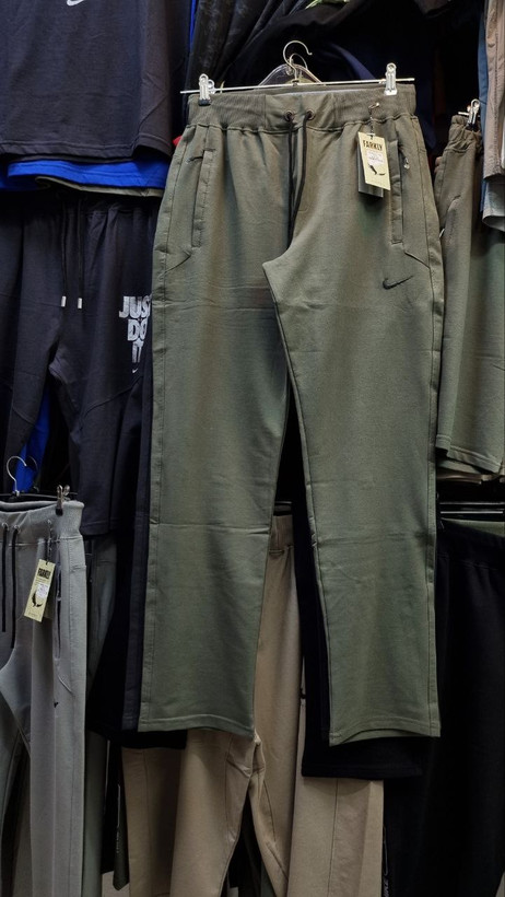 شلوار اسلش پارچه نخ پنبه گلکسی گرم بالا دمپا راسته طرح NIKE