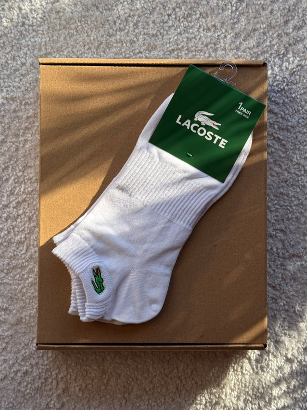 جوراب اسپرت نخ پنبه مچی مردانه گلدوزی LACOSTE
