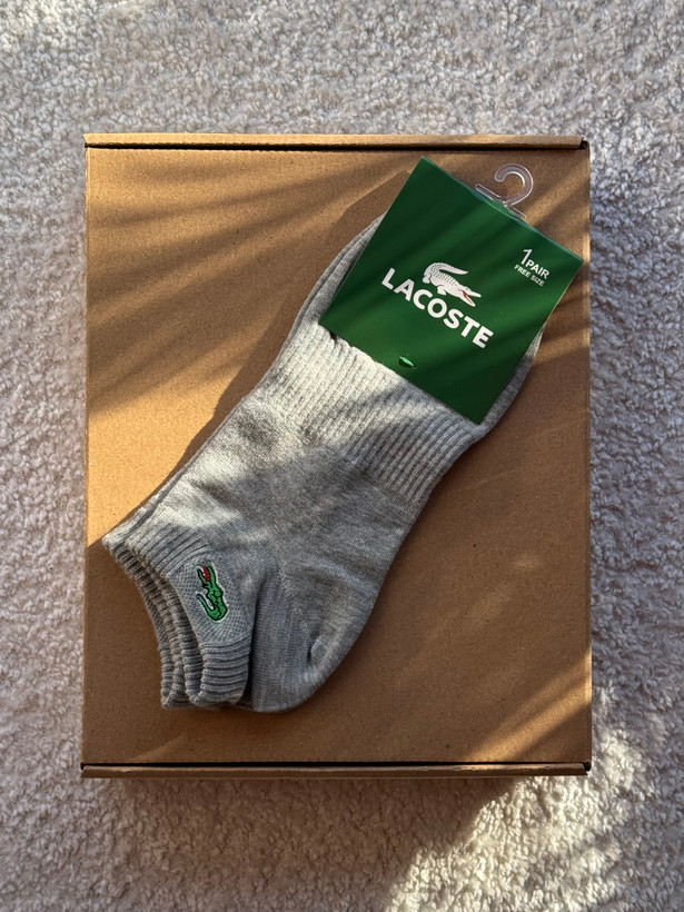 جوراب اسپرت نخ پنبه مچی مردانه گلدوزی LACOSTE