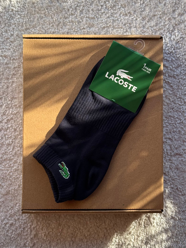 جوراب اسپرت نخ پنبه مچی مردانه گلدوزی LACOSTE